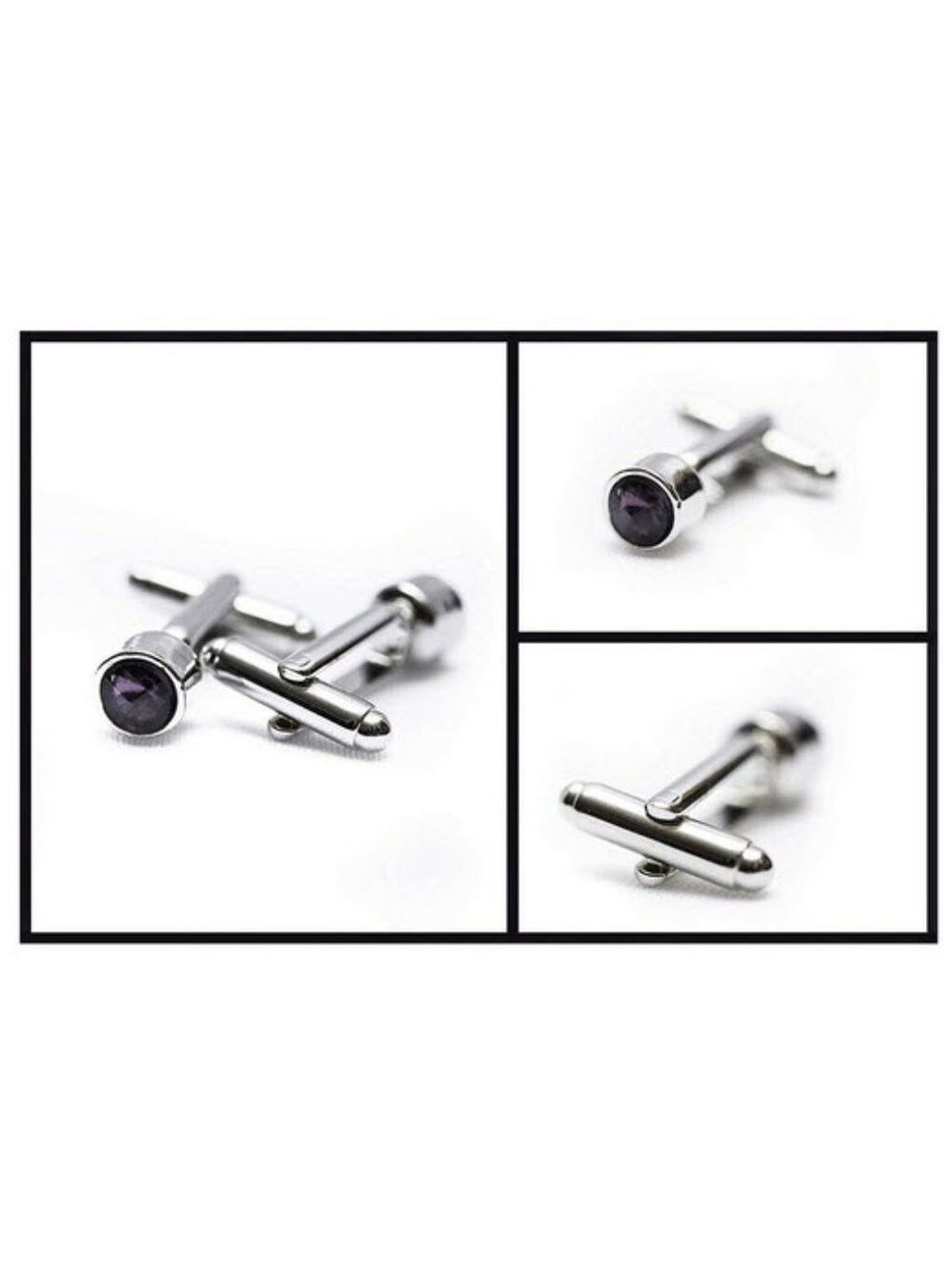 Classic Men's Lavender Dot Cufflinks - Picture 6 of 6